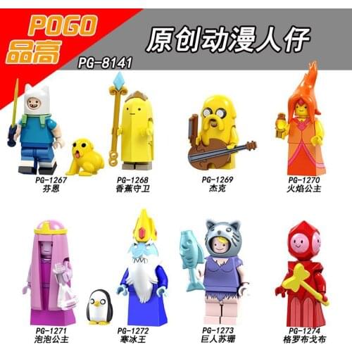 Collocation Building blocks Adventure time Dolls Finn Banana Guard Jack Flame Princess Collection Building Kids Toys Head Gift