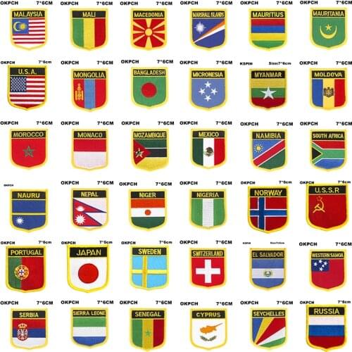 National Flag flag Embroidery Patch Badge Malaysia Macedonia MAURITIUS U.S.A. Bangladesh Mongolia Morocco Monaco Nepal Norway
