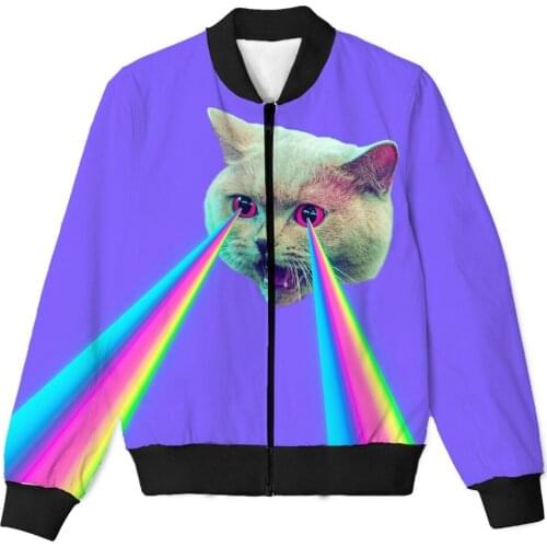 REAL American US SIZE Custom Trippy Cool Cat 3D Sublimation print Zipper Up Jacket plus size 4XL 5XL 6XL