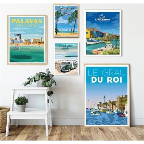 New Hot Tourism World Travel City Minimalist Travel Posters Vintage Travel Amsterdam Lisbon Coated Canvas Painting Home Decor