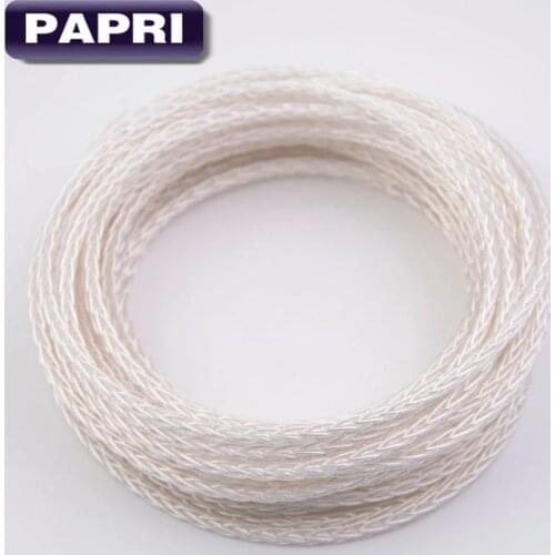 PAPRI 8 Cores Trenzado PTFE OCC Silver Cable For DIY HIFI Audio Headphone Earphone Headset Upgrade Wire