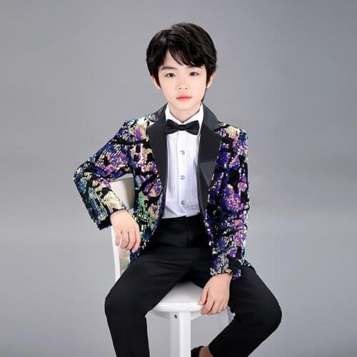 Boys' dresses childrens performance piano Tuxedo Dress foreign style flower childrens suit jacket big boys size 110-160