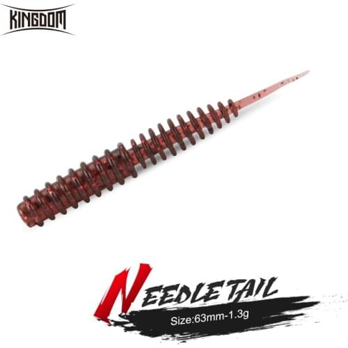 Kingdom Needle Tail Fishing Lures 63mm 1.3g Glitter Swimbait Soft Worm Baits Artificial Bait Silicone Worms Lure Fishing Tackle