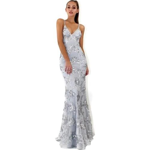 Luxury Sequin Spaghetti Strap Long Dress Women New Evening V Neck Sleeveless Bodycon Reflective Party Dresses Vestidos