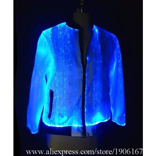 Led Colorful Luminous Fiber Optic Clothes Led Lighting Masquerade Stage Performance Dance Wears Led Light Party Evening Jacket