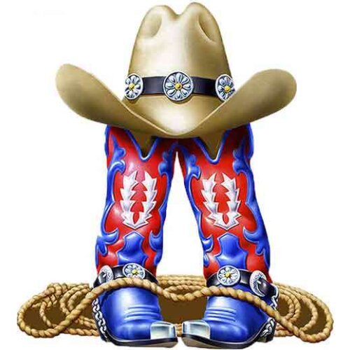 SZWL Funny Decal Cowboy Cowgirl Boot Hat Rope Car Stickers for Motorcycle RV VAN 3D Auto Accessories JDM Vinyl,13cm*11cm