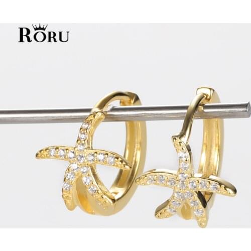 Unique Zircon S925 Sterling Silver Jewelry Gold Star Small Hoop Ear Stud Earrings for Women Huggie Fashion Jewelry Brincos 2021