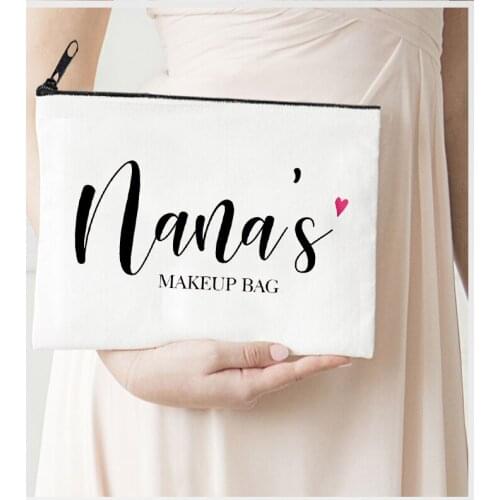 Nanas Makeup Bags Canvas Vintage Personalized Pouch 2021 Cosmetic Bags Bridesmaid Proposal Gift Day of Mother New