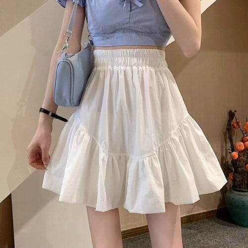 Summer Fashion MIni Skirts 2021 New Korean Style Temperament High Waist Fluffy Short A-line Skirt Female