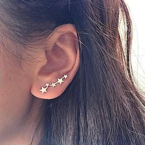 Five Stars Earrings Women Clip Earrings Fashion Jewelry Gold Cuff Earrings