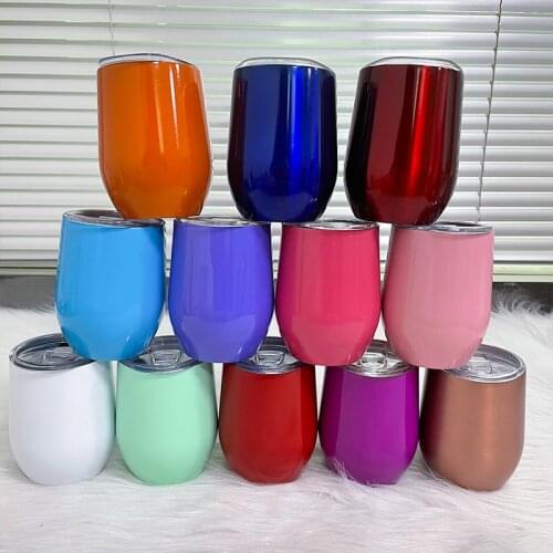 12oz Wine Tumbler Egg Shaped Cup With Seal Lid Stainless Steel Beer Mugs Vacuum Insulated For Fathers Day Party Gift
