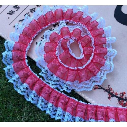 19Yards 3.8cm Width Ribbon Ruffled Lace Trim DIY Hair Head Decoration Materials Fold Lace Fabric