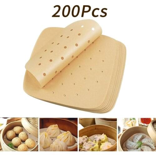 200Pcs Air Fryer Oil Paper Non-Stick Baking Paper Dessert Buncake Saucer Steamer Basket Mat Oil Absorption Paper Kitchen Tools