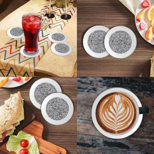 4 Pcs Glass Mirrored Coaster 4x4inch Crushed Diamond Cup Mat Tabletop Decor For Restaurant Bar Dining Table Kitchen Accessories