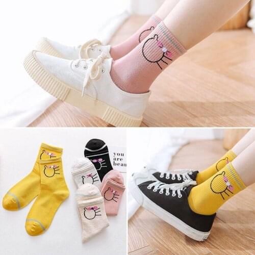 5 Pairs/lot Cute Harajuku Animal Socks Kawaii Korean Cat Bear Rabbit Funny Low Cut Ankle Sock Happy Sox For Women