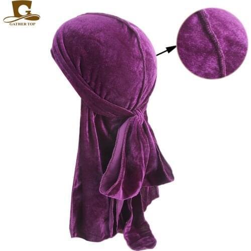 5pcs/lot Unisex Men Women Breathable Bandana Hat velvet Durag do doo du rag long tail headwrap chemo cap