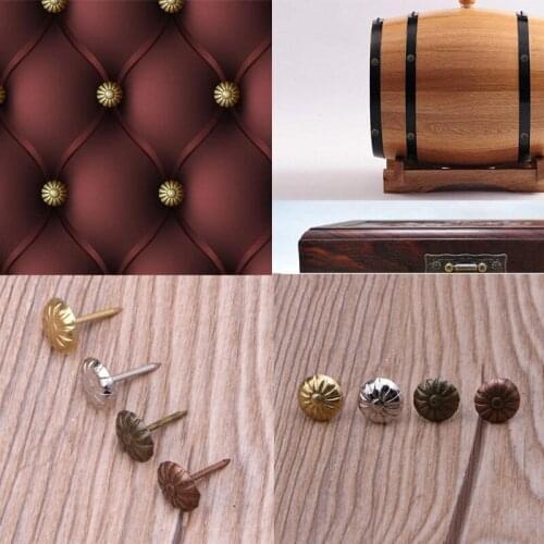 500Pcs DIY Antique Bronze Upholstery Pins Wood Decorative Flower Furniture Tacks M17D