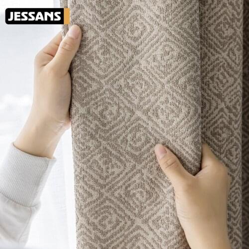 American High-grade Linen Jacquard Thickened Blackout Curtains for Living Room and Bedroom Customized Products