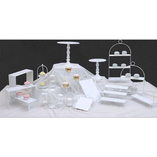 White Wedding Cake Decor Metal Iron Cupcake Stand Dessert Trays Home Party Event Showcase Decoration Donuts Cake Tools Racks