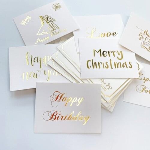 Free shipping 100Packs new product Rectangle bronzing card Thank you Small gift wedding card Writable card decoration card