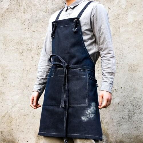 Apron work Korean version do old men and women custom printing denim barber milk tea shop restaurant work clothes children