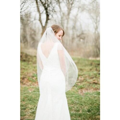 Soft Bridal Fingertip veil, Wedding Veil, Bridal ivory veil Wedding Veil Double 1 Layer Fingertip length short long chapel veil