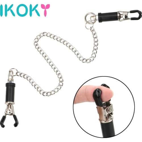 IKOKY Adjustable Breast Bondage Metal Nipple Clips Nipple Stimulator Sex Toys for Couple Torture Play Clamps Adult Games
