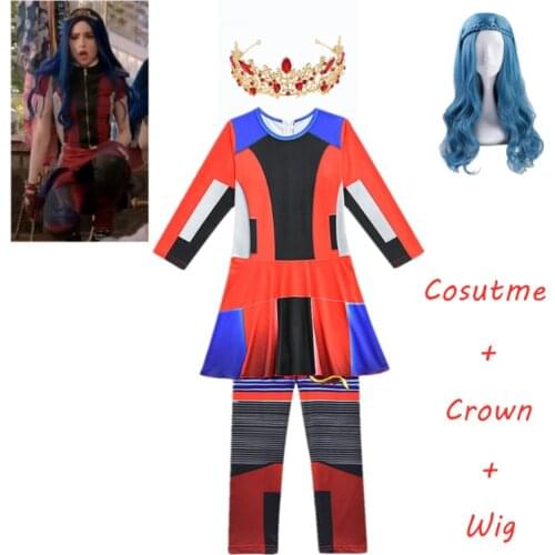 Girls Halloween Descendants 3 Evie Costume Child Costume For Kids Girl Costume Birthday Party Evie Cosplay Jumpsuit Girl Women