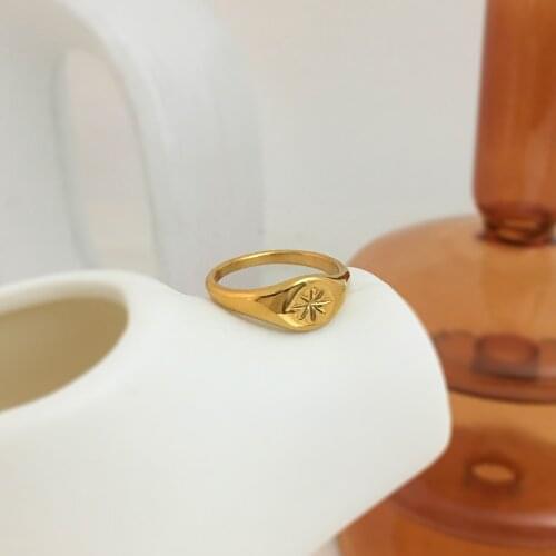 Monlansher Fashion North Star Titanium Steel Ring Geometric Metal Rings Exquisite for Women Vintage Ring Jewelry Gift 2021 Trend