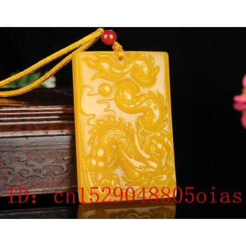 Natural Yellow Hetian Jade Stone Dragon Pendant Chinese Jadeite Jewelry Charm Reiki Amulet Hand Carved Gifts for Women Men
