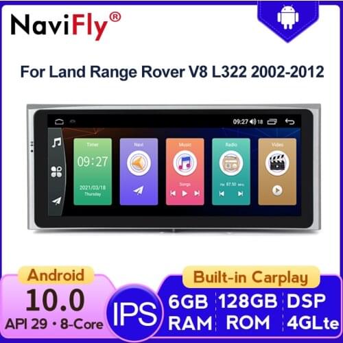NaviFly Android 10 Octa Core For Land Range Rover V8 L322 2002-2012 Car Radio Auto Multimedia Video Player 6GB 128GB Carplay DSP