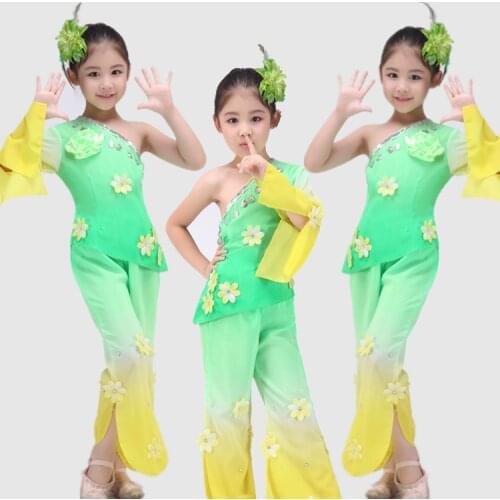New Children Yangko Clothing Chinese National Dance Costumes Girl Group Waist Drum Classical Dance Performances Costume 18