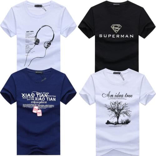 TEXIWAS 4Pcs New Fashion Brand Trend Print Slim Fit T Shirt Men Tee O-Neck Casual Men T-Shirt Cotton T Shirts Plus Size M-5XL