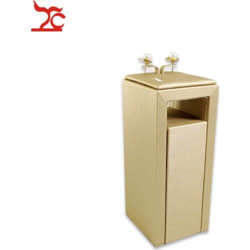 Newest Jewelry Counter Showcase Gold PU Earring Stud Jewelry Display Organizer Storage Holder Stand Rack Tower