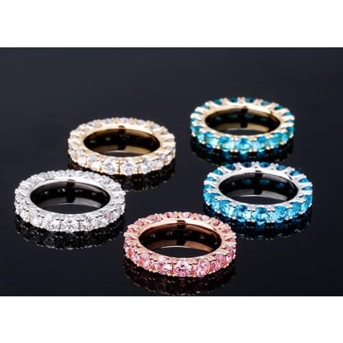 2021 New Round Zircon Rings Gold Color High Quality Copper Iced Out Rings Hip Hop Fashion Personality Jewelry Gift