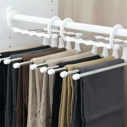 2021 Newest Multi-functional Wardrobe Magic Hanger Multifunction 5 in 1 Pant rack shelves Stainless Steel Clothes Hangers