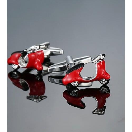 NEW Fashion 3D Motorbike Shirt Cufflinks for Mens Cuff buttons High Quality Red Enamel Cufflinks Brand Wedding Gift Jewelry