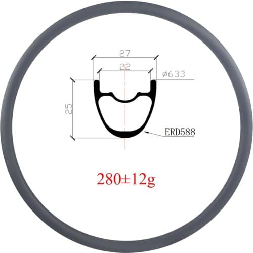 SUPER LIGHT 280g 29er MTB XC race clincher tubeless 27mm x 25mm carbon rim UD 3K matte glossy cross country mountain bike wheel