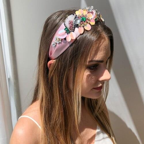 Hoop Headbands Hair Accessories Sequins Fabric Knot Headband Flower Birds Crystal Rhinestone Hairband Headdress Female Jewelry