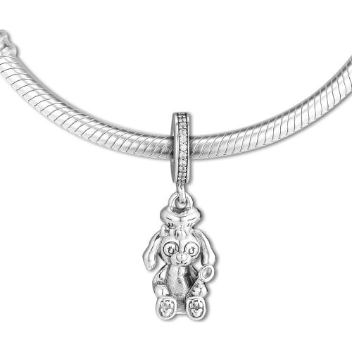 NEW 100% 925 Sterling Silver Cute Puppy Hanging Charms Dog Pendant Fit Bracelet Necklace DIY Limited Edition Original Jewelry