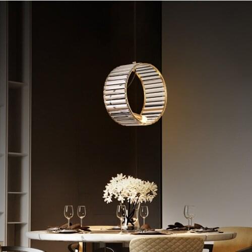 Postmodern Nordic Pendant Lights Copper Crystal Creative E14 Minimalism Hanging Lamp Bedroom Restaurant Bar Suspension Luminaire