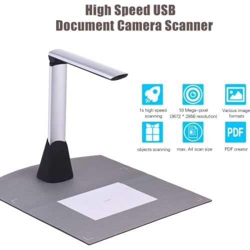 Portable A4 High Speed USB Book picture Document Camera Scanner 10 Mega-pixel HD High-Definition Max with OCR Function LED Light