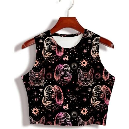 Custom Made your own designs Sublimation Print Gypsy and Cat Mates Milk Silk sleeveless Crop Tops