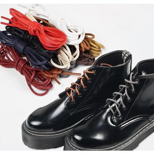 50 Pair/Lot Waxed Round Shoelaces Leather Waterproof Casual Shoes Laces Unisex Boots Shoelace 60 100 120 140 160CM