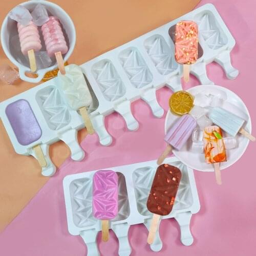 Silicone Popsicle Molds and 50Pcs Sticks DIY Juice Pudding Cube Dessert Making Tools Summer Ice Cakesicle Tray Ice Cream Moulds