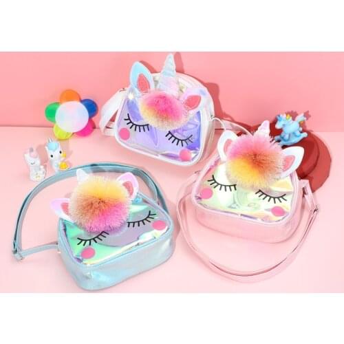 Cartoon Unicorn Shoulder Crossbody Messenger Bags for Girls Party Gift Fashion Shiny Rainbow Handbag Coin Purse