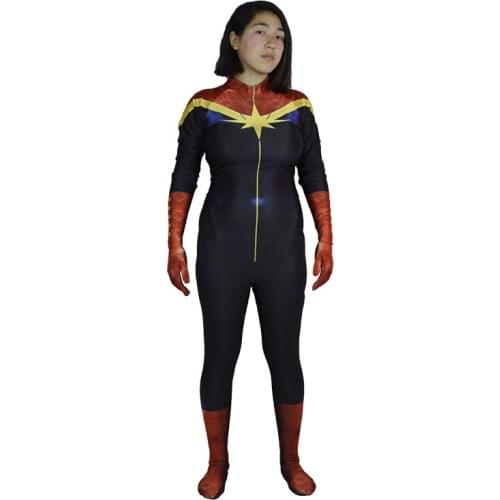 Adults Kids Carol Danvers Cosplay Costume Movie Female Woman Girls Superhero Suit Halloween Zentai Bodysuit