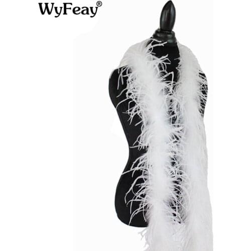 2Meters White Ostrich Feather Boa Trims Skirt Costume Ostrich Feathers for Decoration Crafts Wedding Feathers Decoration Plumas