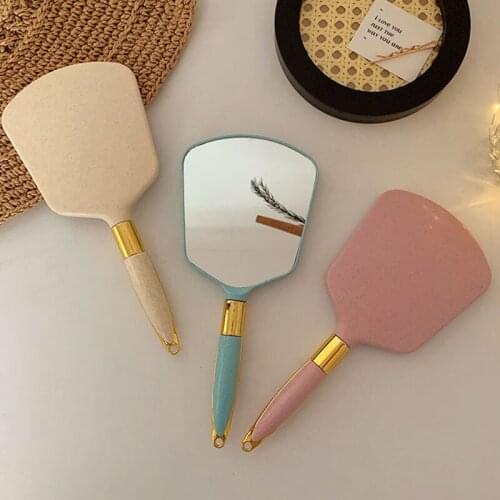 Insts-style Retro Vanity Mirror зеркало In Student Decor Lovely Dormitory With Handle Makeup Small Portable Mirrors For Women