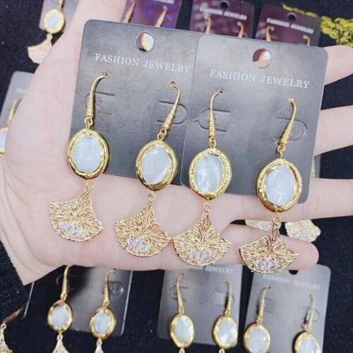 Fashion Natural Shell Earrings For Women Shiny Crystal Dangle Earring 3Pairs Earring Wholesale